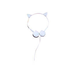 LUUCOZK Casque Filaire 3,5 mm Casque en Forme d'Oreille de Chat Mignon avec Microphone pour Téléphone Musical-Bleu Clair 