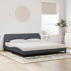 Avis Vidaxl Lit avec matelas gris foncé 200x200 cm velours