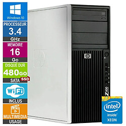 HP Z400 W3565 3.46GHz 16Go/480Go SSD Quadro 600 Wifi W10 · Reconditionné 