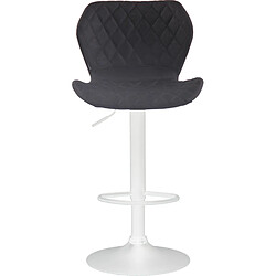 Decoshop26 Lot de 2 tabourets de bar avec coutures décoratives en forme de losanges en tissu noir et métal blanc 10_0004126