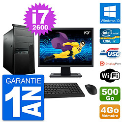 PC Tour Lenovo M91p Ecran 19" Intel i7-2600 RAM 4Go Disque 500Go Windows 10 Wifi · Occasion 