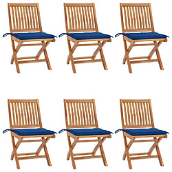 vidaXL Chaises pliables de jardin avec coussins lot de 6 Bois de teck