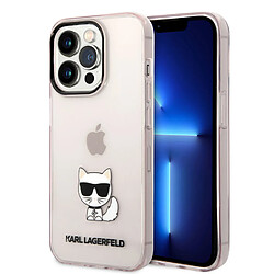 Karl Lagerfeld Coque arrière en TPU Choupette Transparent Rose pour iPhone 14 Pro 