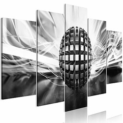 Paris Prix Tableau 5 Panneaux Metal Ball Wide Black & White 100 x 200 cm 