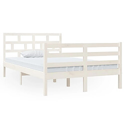 Maison Chic Lit Moderne Chambre - Cadre/structure de lit pour adulte Blanc Bois massif 120x190 cm Petit Double -MN23728