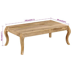 vidaXL Table basse 110x60x40 cm Bois de manguier massif pas cher