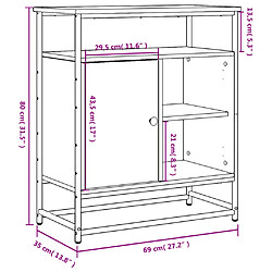 vidaXL Buffet sonoma gris 69x35x80 cm bois d'ingénierie pas cher