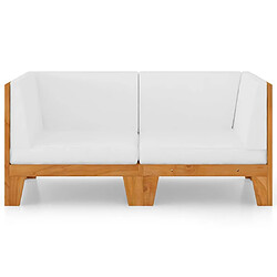 Avis Maison Chic Canapé 2 places avec coussins | Sofa de Salon | Canapé droit blanc crème Bois d'acacia massif -GKD190277