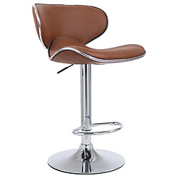 Decoshop26 Lot de 2 tabourets de bar pivotant design moderne en PVC marron clair support en métal chromé 10_0004264