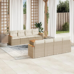 vidaXL Salon de jardin avec coussins 9 pcs beige résine tressée 