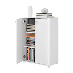 Pegane Etagère, bibliothèque avec 2 portes en bois coloris blanc - longueur 68 x profondeur 35 x hauteur 97 cm 