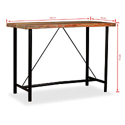 vidaXL Table de bar Bois massif de récupération 150 x 70 x 107 cm pas cher