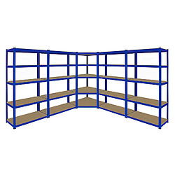 Monster Racking - 1 Rayonnage d'Angle T-Rax Bleu et 4 Rayonnages T-Rax Bleus en Acier Sans Boulons 90cm x 45cm x 180cm