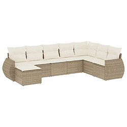 vidaXL Salon de jardin avec coussins 8 pcs beige résine tressée