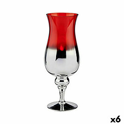 Gift Decor Bougeoir Verre Rouge Argenté 13 x 35 x 13 cm (6 Unités) 