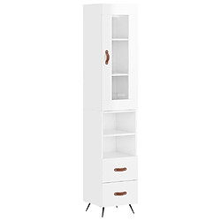 Maison Chic Buffet,Meuble de Rangement,commode pour salon,Cuisine Blanc brillant 34,5x34x180 cm Bois d'ingénierie -MN66032