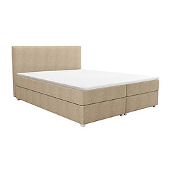 Vente-Unique Ensemble complet boxspring tête de lit + sommier + matelas + surmatelas - 160 x 200 cm - Tissu - Beige - ONAN de YSMÉE