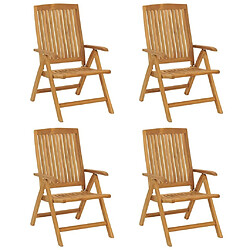 Avis Maison Chic Lot de 4 Chaises de jardin inclinables,Fauteuil d'extérieur bois massif teck -MN95361