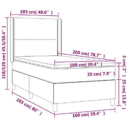 vidaXL Sommier à lattes de lit et matelas Gris clair 100x200cm Velours pas cher