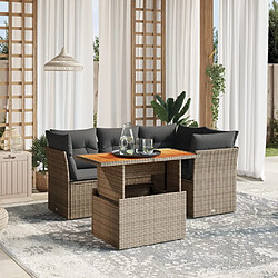 vidaXL Salon de jardin 5 pcs avec coussins gris résine tressée 