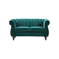 Avis Vente-Unique Canapé chesterfield 2 places en velours vert émeraude TRUMBO