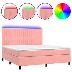 vidaXL Sommier à lattes de lit matelas et LED Rose 160x200 cm Velours