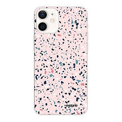 Coque iPhone 12 mini souple transparente Terrazzo Rose Motif Ecriture Tendance Evetane 