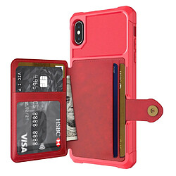 Avis Etui en PU revêtu d'une feuille intégrée rouge pour votre Apple iPhone X/XS 5.8 inch