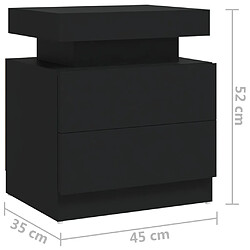 vidaXL Table de chevet Noir 45x35x52 cm Aggloméré pas cher