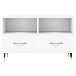 Maison Chic Meuble TV scandinave - Banc TV pour salon Blanc 80x36x50 cm Bois d'ingénierie -MN34810 pas cher