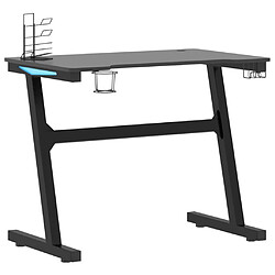 Avis Maison Chic Bureau de jeu solide,Table de travail à LED avec pieds en forme de Z Noir 90x60x75 cm -GKD63907