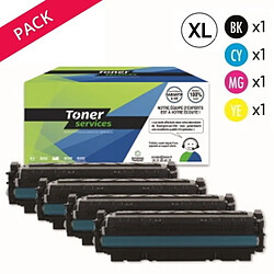 TONER SERVICES Compatible HP 410X Pack de 4 toners Noir, cyan, magenta et jaune XL