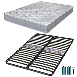 Ebac Matelas mousse + Sommier métal C223 140x190 Madere - Hauteur 24 cm - Soutien ferme