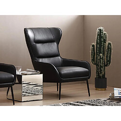 Vente-Unique Fauteuil en cuir de buffle noir DINNIA