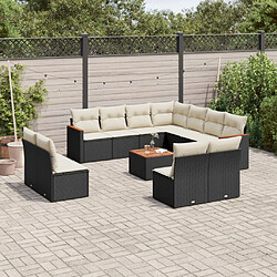 vidaXL Salon de jardin 12 pcs avec coussins noir résine tressée 