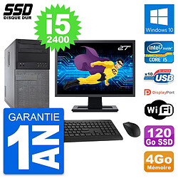 PC Tour Dell 790 MT Ecran 27" Intel i5-2400 RAM 4Go SSD 120Go Windows 10 Wifi · Occasion 