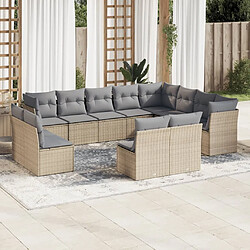 Maison Chic Salon de jardin avec coussins 12 pcs | Ensemble de Table et chaises | Mobilier d'Extérieur beige résine tressée -GKD67359