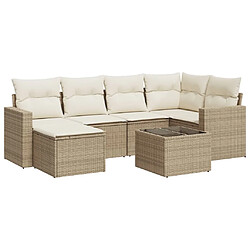 vidaXL Salon de jardin avec coussins 7 pcs beige résine tressée