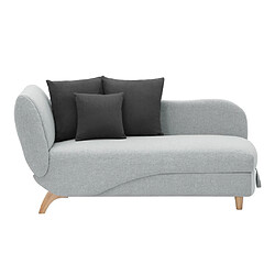 Vente-Unique Méridienne droite convertible en tissu gris clair avec coffre de rangement PENELOPE