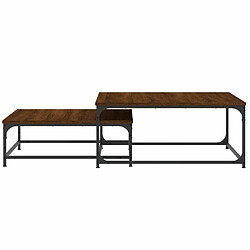 Acheter Maison Chic Lot de 2 Tables basses gigognes,Table Console chêne marron bois d'ingénierie -MN44166