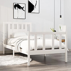 Maison Chic Lit Moderne Chambre - Cadre/structure de lit pour adulte Blanc Bois massif 90x190 cm Simple -MN61053