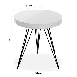 Versa Table d'appoint pour le salon, la chambre ou la cuisine Fontana 51x51x55cm,bois et métal, Blanc pas cher