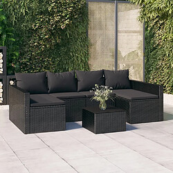 vidaXL Salon de jardin 2 pcs avec coussins Noir Résine tressée 