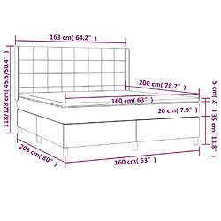 vidaXL Sommier à lattes de lit matelas et LED Crème 160x200 cm Tissu pas cher