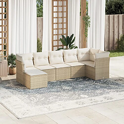 vidaXL Salon de jardin avec coussins 7 pcs beige résine tressée 