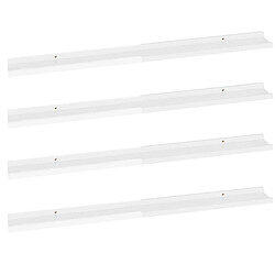 vidaXL Étagères murales 4 pcs Blanc brillant 100x9x3 cm