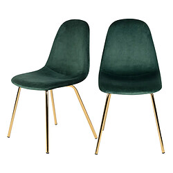 Rendez Vous Deco Chaise Skuli en velours vert (lot de 2)