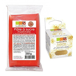 Scrapcooking Pâte à sucre rouge 250 g + paillettes dorées