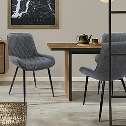 Chaise de salle à manger set de 2 pièces anthracite en velours et acier incl. dossier et accoudoirs ML-Design