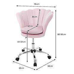 Acheter ML-Design Fauteuil de bureau à roulettes rose clair hauteur réglable chaise en velours